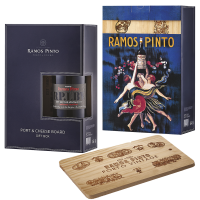 Комплект 1 бут. Порто Рамош Пинто Лейт Ботъл Винтидж 2015, 0.75 л + 1 бр. Дървена дъска за сирена в кутия