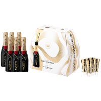 Парти комплект Шампанско Моет Брут 6х0.2 л + 6 мини чаши