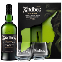 Уиски Ардбег 10 г, 0.7 л + 2 чаши